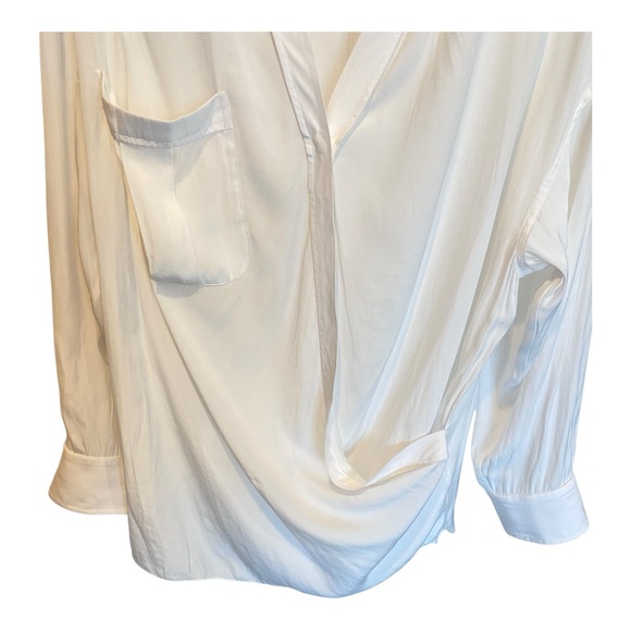 Smythe  White Draped Front faux Wrap Blouse Size Small - Picture 4 of 10